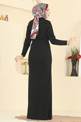 moda selvim الفستان أسود 0012MT581 - Thumbnail