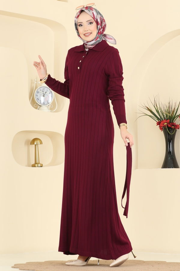Modaselvim Dress Dress 0012MT581 Burgundy