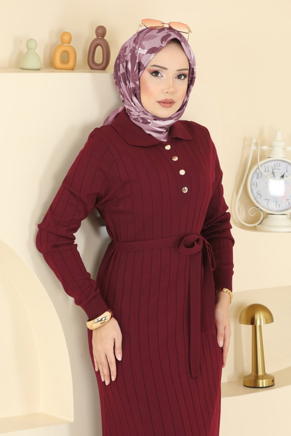 Modaselvim 20% + 70% OFF Dress 0012MT581 Light Burgundy