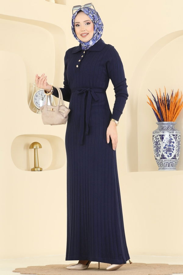 Modaselvim 20% + 70% OFF Dress 0012MT581 Navy Blue