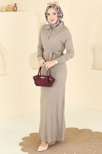 moda selvim الفستان بيج 0012MT581 - Thumbnail