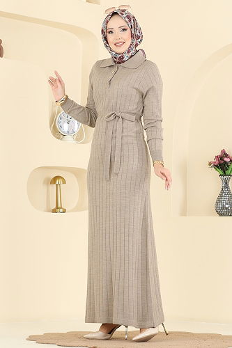 moda selvim الفستان بيج 0012MT581 - Thumbnail