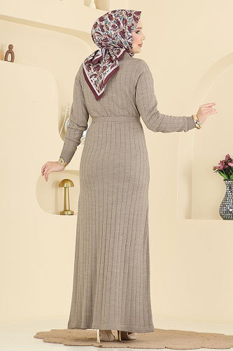 moda selvim الفستان بيج 0012MT581 - Thumbnail