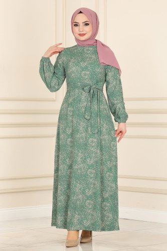 moda selvim 0012YNS793 تركوازي فستان - Thumbnail