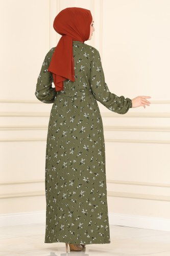 moda selvim 0013-1YNS793 نمط1 العفني فستان - Thumbnail