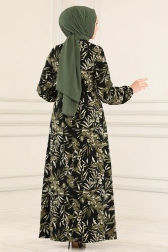 moda selvim Dress 0013YNS793 Khaki - Thumbnail