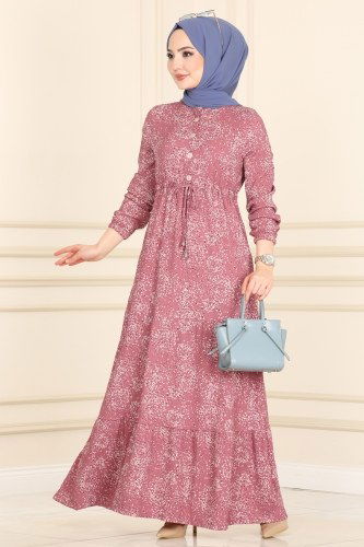 moda selvim Dress 0014YNS793 Dried Rose - Thumbnail