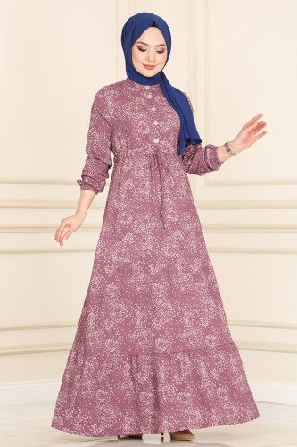 moda selvim Dress 0014YNS793 Lavender - Thumbnail