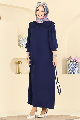 moda selvim Dress 0015UZ662 Navy Blue - Thumbnail