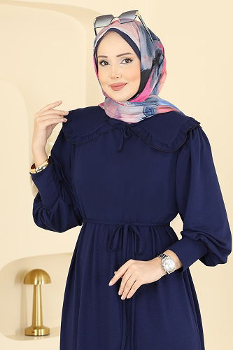 moda selvim الفستان كحلي 0015UZ662 - Thumbnail