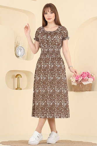 moda selvim Dress 001HBS856 Brown - Thumbnail