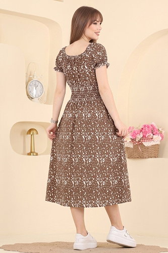 moda selvim الفستان بني 001HBS856 - Thumbnail