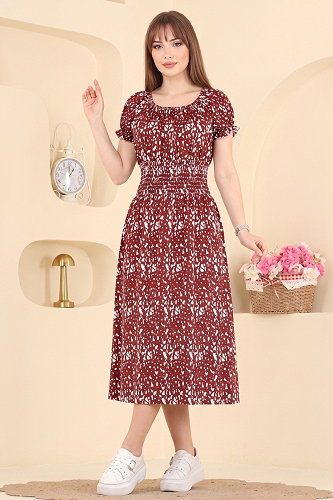 moda selvim الفستان خمري 001HBS856 - Thumbnail