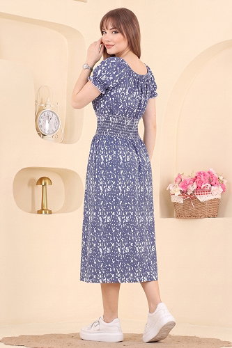 moda selvim Dress 001HBS856 Navy Blue - Thumbnail