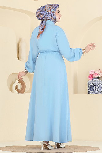 moda selvim Dress 001NZA1199 Baby Blue - Thumbnail