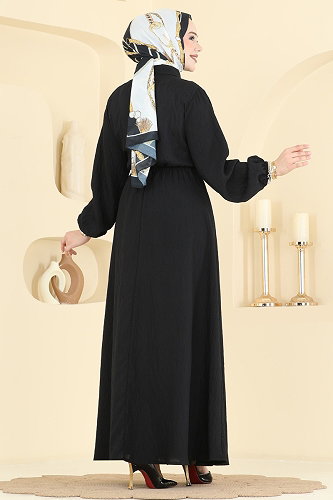 moda selvim Dress 001NZA1199 Black - Thumbnail
