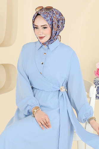 moda selvim الفستان أزرق 001NZA1199 - Thumbnail