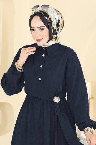 moda selvim الفستان كحلي 001NZA1199 - Thumbnail