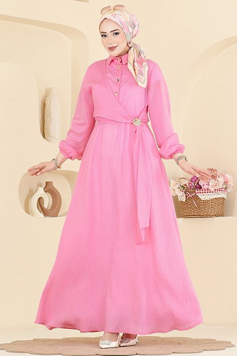 moda selvim Dress 001NZA1199 Pink - Thumbnail