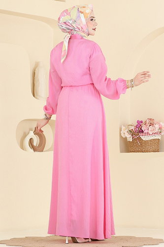 moda selvim Dress 001NZA1199 Pink - Thumbnail