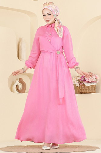 moda selvim Dress 001NZA1199 Pink - Thumbnail