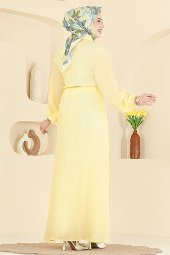 moda selvim الفستان أصفر 001NZA1199 - Thumbnail