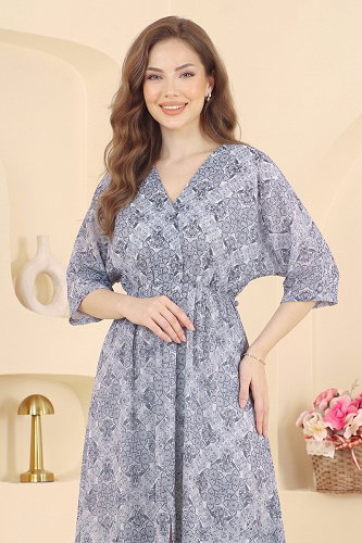 moda selvim الفستان رمادي غامق 002HBS856 - Thumbnail