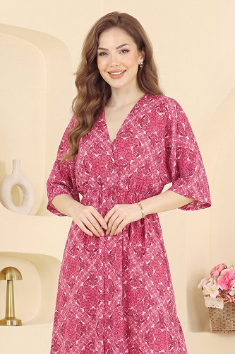 moda selvim Dress 002HBS856 Damson - Thumbnail