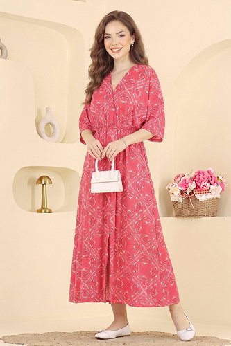 moda selvim Dress 002HBS856 Red - Thumbnail