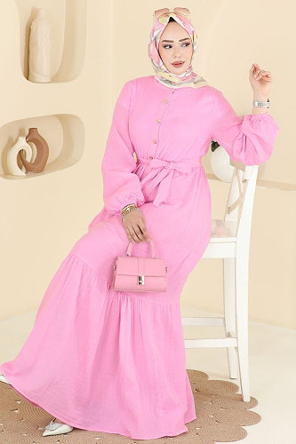 moda selvim Dress 002NZA1199 Candy Pink - Thumbnail