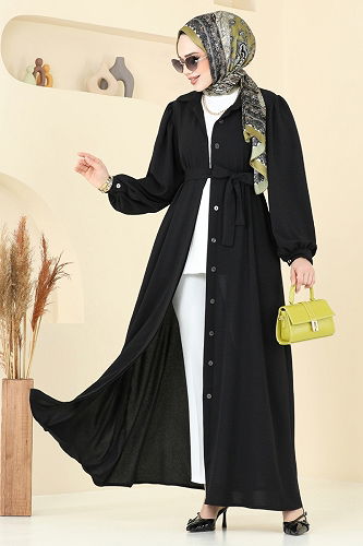 moda selvim Dress 0037BG354 Black - Thumbnail