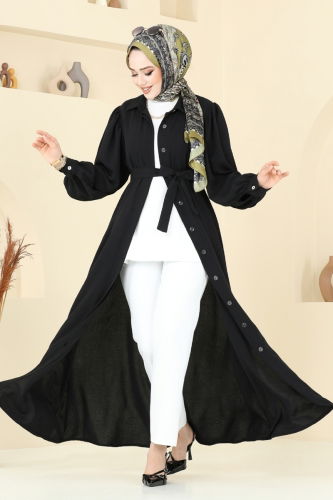 moda selvim Dress 0037BG354 Black - Thumbnail