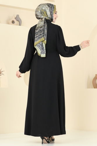 moda selvim Dress 0037BG354 Black - Thumbnail