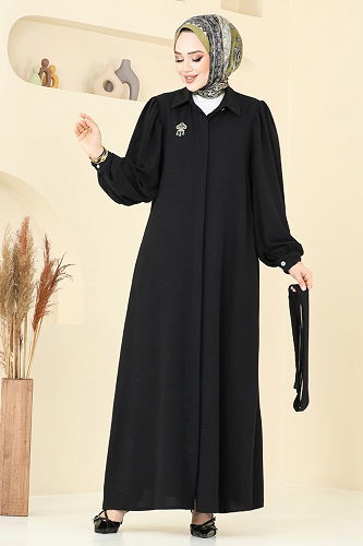 moda selvim Dress 0037BG354 Black - Thumbnail