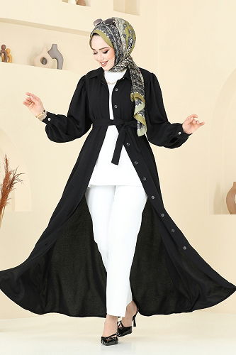 moda selvim الفستان أسود 0037BG354 - Thumbnail