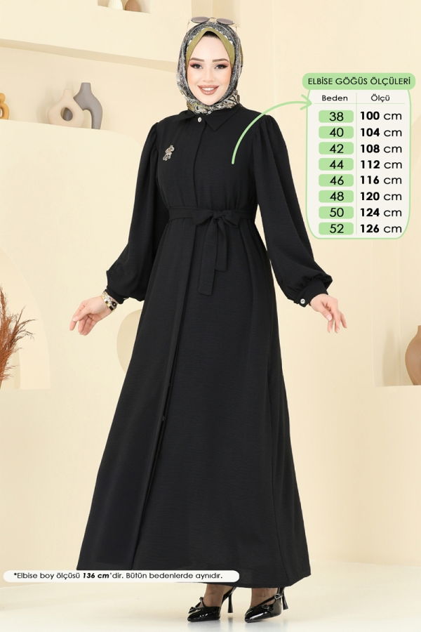 Modaselvim خصم صافٍ20%+20% في سلة التسوق الفستان أسود 0037BG354