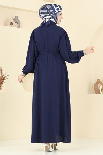 moda selvim Dress 0037BG354 Navy Blue - Thumbnail