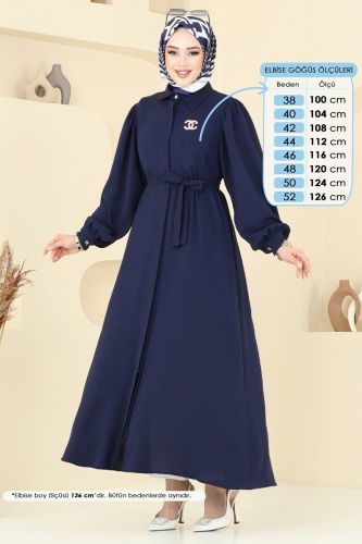moda selvim الفستان كحلي 0037BG354 - Thumbnail