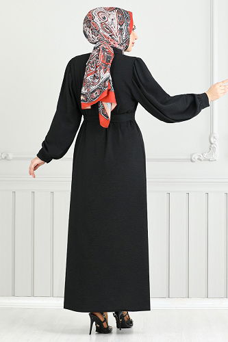 moda selvim Dress 0037BGS895-M Black - Thumbnail