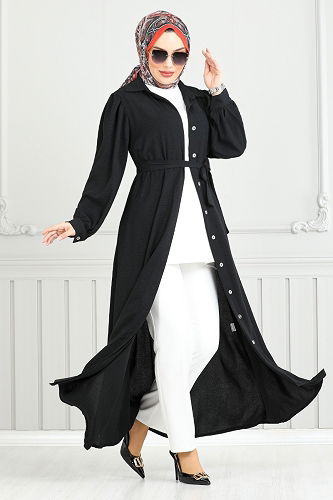 moda selvim الفستان أسود 0037BGS895-M - Thumbnail