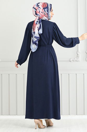 moda selvim الفستان كحلي 0037BGS895-M - Thumbnail