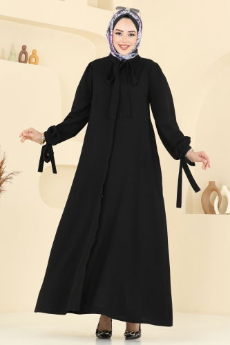 moda selvim الفستان أسود 0039BG354 - Thumbnail