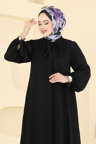 moda selvim الفستان أسود 0039BG354 - Thumbnail