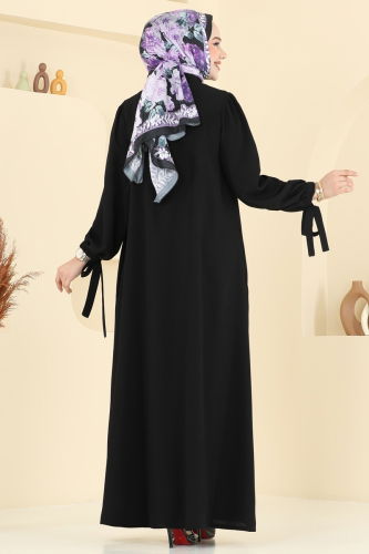 moda selvim الفستان أسود 0039BG354 - Thumbnail