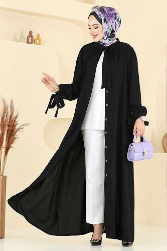 moda selvim الفستان أسود 0039BG354 - Thumbnail