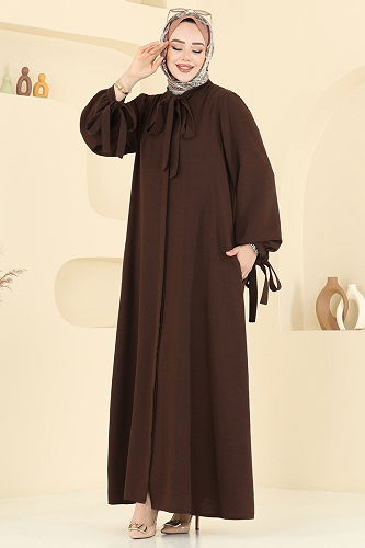 moda selvim Dress 0039BG354 Brown - Thumbnail