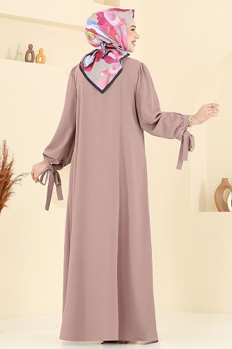 moda selvim الفستان بيج غامق 0039BG354 - Thumbnail