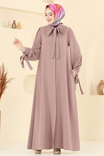 moda selvim الفستان بيج غامق 0039BG354 - Thumbnail