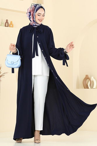 moda selvim Dress 0039BG354 Navy Blue - Thumbnail