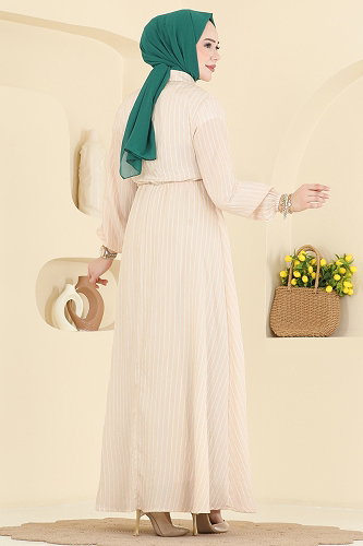 moda selvim Dress 003NZA1199 Beige - Thumbnail